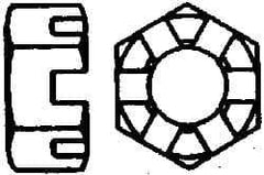 Value Collection - 7/16-20 UNF Grade 2 Steel Slotted Locknut - 11/16" Width Across Flats, 3/8" High, Uncoated - USA Tool & Supply