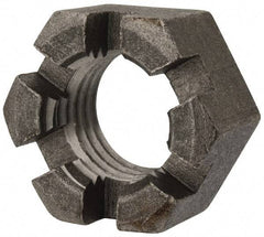 Value Collection - 1-1/8 - 7 UNC Grade 2 Steel Slotted Locknut - 1-11/16" Width Across Flats, 29/32" High, Uncoated - USA Tool & Supply