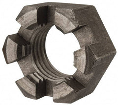 Value Collection - 1-1/4 - 7 UNC Grade 2 Steel Slotted Locknut - 1-7/8" Width Across Flats, 1-1/16" High, Uncoated - USA Tool & Supply