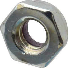 Value Collection - 1/4-20 UNC Grade 2 Hex Jam Lock Nut with Nylon Insert - 7/16" Width Across Flats, 7/32" High, Zinc-Plated Finish - USA Tool & Supply