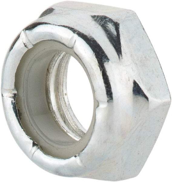 Value Collection - 3/8-16 UNC Grade 2 Hex Jam Lock Nut with Nylon Insert - 9/16" Width Across Flats, 9/32" High, Zinc-Plated Finish - USA Tool & Supply
