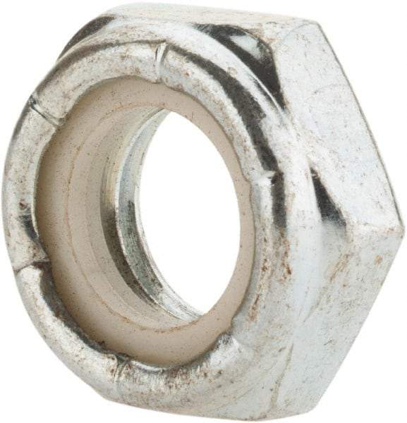 Value Collection - 1-8 UNC Grade 2 Hex Lock Nut with Nylon Insert - 1-7/16" Width Across Flats, 35/64" High, Zinc-Plated Finish - USA Tool & Supply