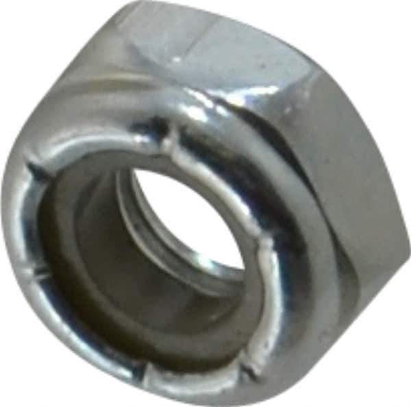 Value Collection - 1/4-28 UNF Grade 2 Hex Jam Lock Nut with Nylon Insert - 7/16" Width Across Flats, 7/32" High, Zinc-Plated Finish - USA Tool & Supply