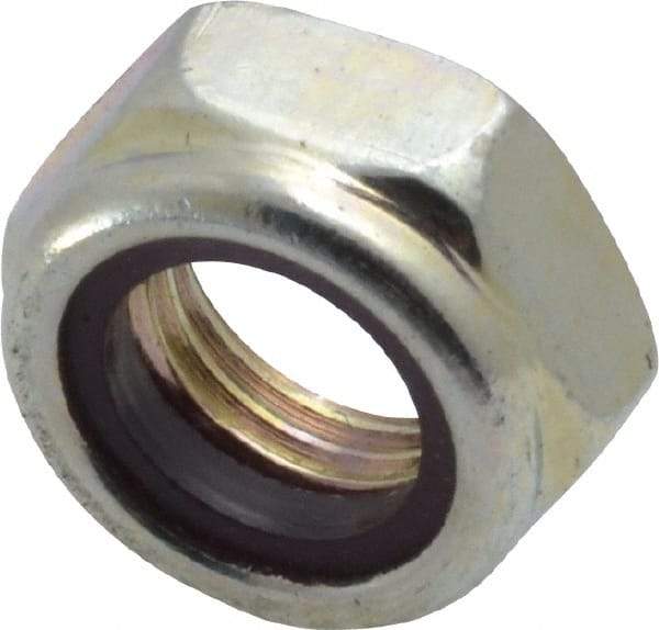 Value Collection - 3/8-24 UNF Grade 2 Hex Jam Lock Nut with Nylon Insert - 9/16" Width Across Flats, 9/32" High, Zinc-Plated Finish - USA Tool & Supply