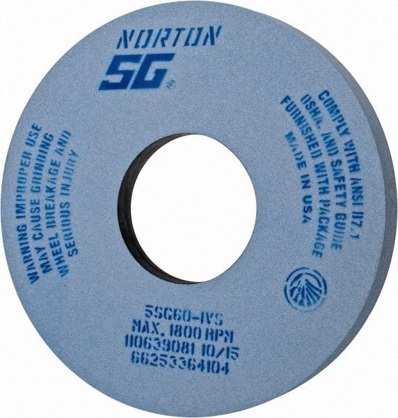Norton - 14" Diam x 5" Hole x 1-1/2" Thick, I Hardness, 60 Grit Surface Grinding Wheel - Ceramic, Type 5, Medium Grade, 1,800 Max RPM, Vitrified Bond, One-Side Recess - USA Tool & Supply