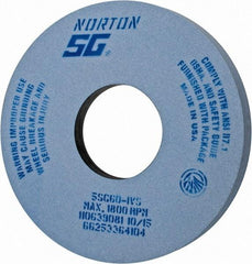 Norton - 14" Diam x 5" Hole x 1-1/2" Thick, I Hardness, 60 Grit Surface Grinding Wheel - Ceramic, Type 5, Medium Grade, 1,800 Max RPM, Vitrified Bond, One-Side Recess - USA Tool & Supply