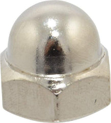 Value Collection - 7/16-14" UNC, 5/8" Width Across Flats, Nickel Plated, Steel Acorn Nut - 11/16" Overall Height, Grade 2 - USA Tool & Supply