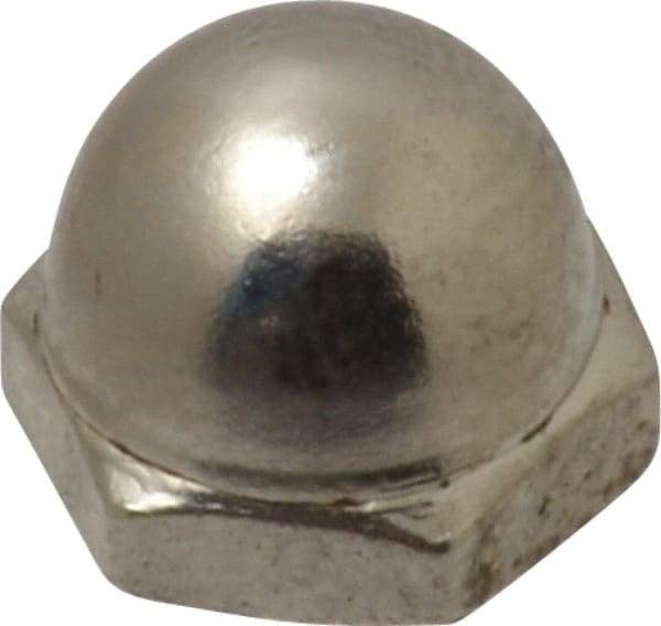 Value Collection - #10-32 UNF, 3/8" Width Across Flats, Nickel Plated, Steel Acorn Nut - 11/32" Overall Height, Grade 2 - USA Tool & Supply