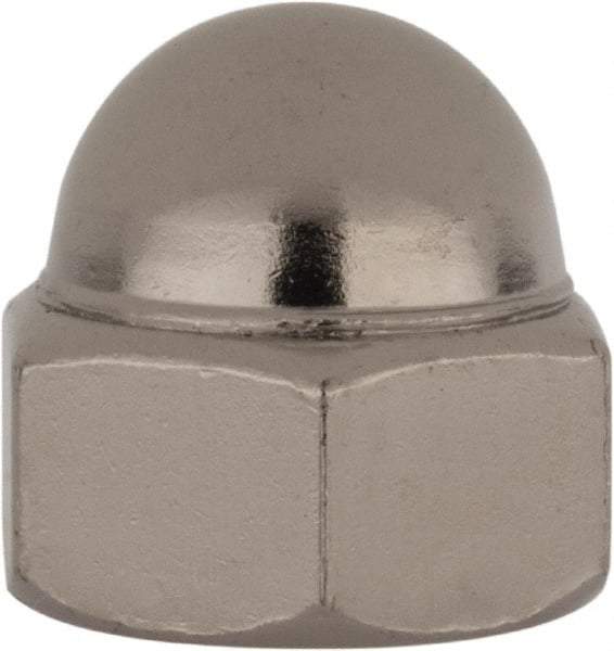 Value Collection - 7/16-20" UNF, 5/8" Width Across Flats, Nickel Plated, Steel Acorn Nut - 11/16" Overall Height, Grade 2 - USA Tool & Supply