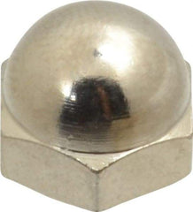 Value Collection - 1/4-28" UNF, 7/16" Width Across Flats, Nickel Plated, Brass Acorn Nut - 21/64" Overall Height - USA Tool & Supply