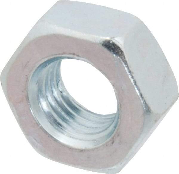 Value Collection - M10x1.25 Metric Fine Steel Right Hand Hex Nut - 17mm Across Flats, 8mm High, Zinc-Plated Finish - USA Tool & Supply