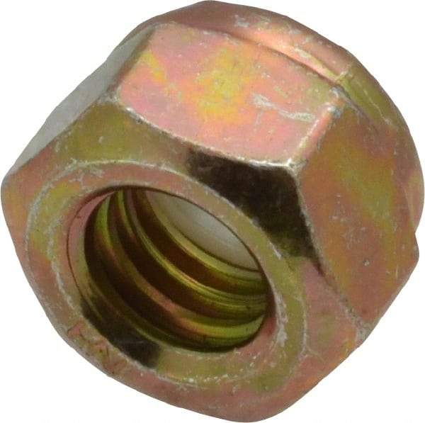 Value Collection - 5/16-18 UNC Grade 8 Hex Lock Nut with Nylon Insert - 1/2" Width Across Flats, 23/64" High, Zinc Yellow Dichromate Finish - USA Tool & Supply