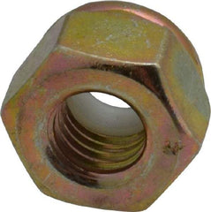 Value Collection - 1/4-28 UNF Grade 8 Hex Lock Nut with Nylon Insert - 7/16" Width Across Flats, 19/64" High, Zinc Yellow Dichromate Finish - USA Tool & Supply