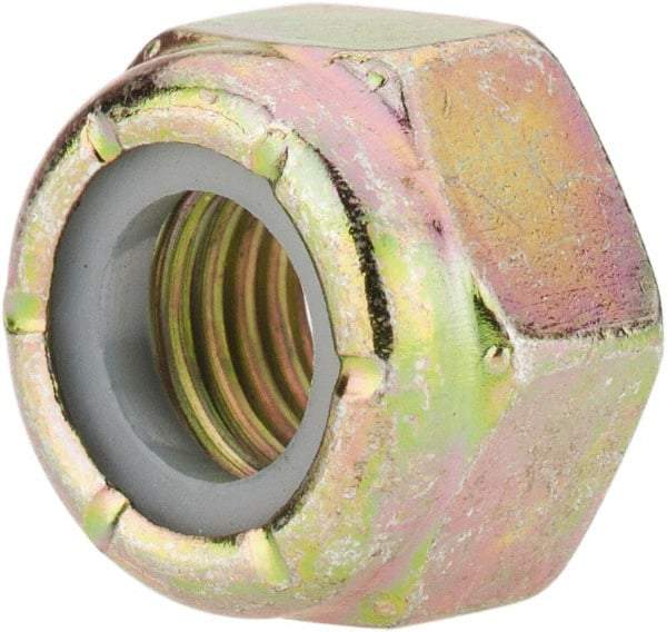Value Collection - 5/16-24 UNF Grade 8 Hex Lock Nut with Nylon Insert - 1/2" Width Across Flats, 23/64" High, Zinc Yellow Dichromate Finish - USA Tool & Supply