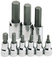 SK - 9 Piece 3/8 & 1/2" Drive Inch Hex Bit Socket Set - 5/32 to 5/8" Hex - USA Tool & Supply