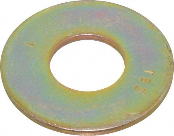 Value Collection - 1" Screw, Grade 8 Steel USS Flat Washer - 1-1/16" ID x 2-1/2" OD, 11/64" Thick, Zinc Yellow Dichromate Finish - USA Tool & Supply