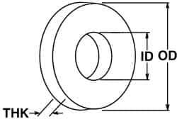 Value Collection - M36 Screw, Grade 316 Stainless Steel Standard Flat Washer - 37mm ID x 66mm OD, Plain Finish - USA Tool & Supply