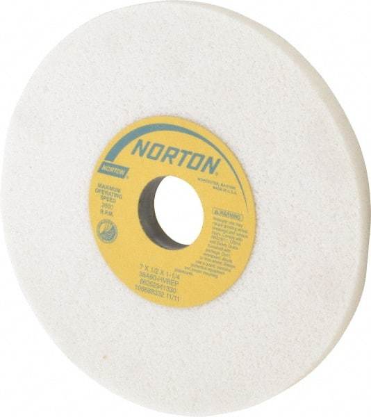 Norton - 7" Diam x 1-1/4" Hole x 1/2" Thick, H Hardness, 60 Grit Surface Grinding Wheel - Aluminum Oxide, Type 1, Medium Grade, 3,600 Max RPM, Vitrified Bond, No Recess - USA Tool & Supply