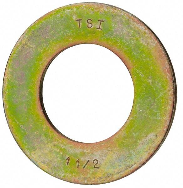Value Collection - 1-1/2" Screw, Grade 8 Steel SAE Flat Washer - 1-9/16" ID x 3" OD, 5/32" Thick, Zinc Yellow Dichromate Finish - USA Tool & Supply