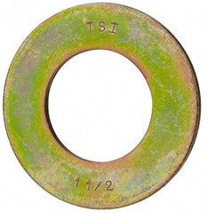 Value Collection - 1-1/2" Screw, Grade 8 Steel SAE Flat Washer - 1-9/16" ID x 3" OD, 5/32" Thick, Zinc Yellow Dichromate Finish - USA Tool & Supply