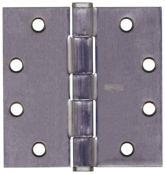 Stanley - 4-1/2" Long x 4-1/2" Wide Steel Full Mortise Commercial Hinge - USA Tool & Supply