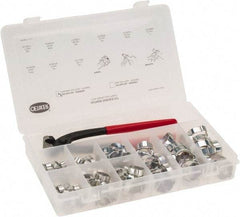 Oetiker - 124 Piece, 5/16 to 1" Diam, 2-Ear Service Clamp Kit - 123 Clamps & 1 Standard Jaw Pincers - USA Tool & Supply