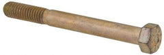 Made in USA - 3/8-16 UNC, 3-1/2" Length Under Head Hex Head Cap Screw - Partially Threaded, Grade L9 Alloy Steel, Zinc Yellow Dichromate Finish, 9/16" Hex - USA Tool & Supply