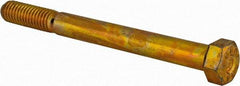 Made in USA - 3/8-16 UNC, 4" Length Under Head Hex Head Cap Screw - Partially Threaded, Grade L9 Alloy Steel, Zinc Yellow Dichromate Finish, 9/16" Hex - USA Tool & Supply