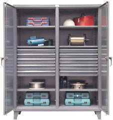 Strong Hold - 6 Shelf 10 Bin Locking Storage Cabinet - Steel, 72" Wide x 24" Deep x 78" High, Dark Gray - USA Tool & Supply