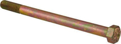 Made in USA - 7/8-9 UNC, 12" Length Under Head Hex Head Cap Screw - Partially Threaded, Grade L9 Alloy Steel, Zinc Yellow Dichromate Finish, 1-5/16" Hex - USA Tool & Supply