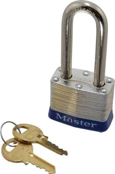 Master Lock - Keyed Alike Retaining Key Conductive Lockout Padlock - 2" Shackle Clearance, 9/32" Shackle Diam, 1-1/4" Body Height x 1-9/16" Body Width, Blue, 4 Pins - USA Tool & Supply