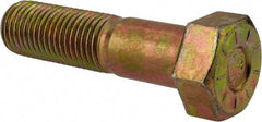 Made in USA - 1-1/4 - 7 UNC, 5" Length Under Head Hex Head Cap Screw - Partially Threaded, Grade L9 Alloy Steel, Zinc Yellow Dichromate Finish, 1-7/8" Hex - USA Tool & Supply