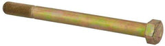 Made in USA - 1/2-20 UNF, 6" Length Under Head Hex Head Cap Screw - Partially Threaded, Grade L9 Alloy Steel, Zinc Yellow Dichromate Finish, 3/4" Hex - USA Tool & Supply