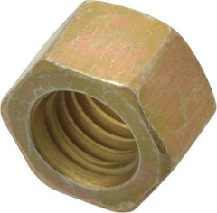 Value Collection - 3/8-16 UNC Steel Right Hand Hex Nut - 9/16" Across Flats, 21/64" High, Zinc Yellow Dichromate Cad & Waxed Finish - USA Tool & Supply