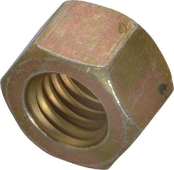 Value Collection - 7/16-14 UNC Steel Right Hand Hex Nut - 11/16" Across Flats, 3/8" High, Zinc Yellow Dichromate Cad & Waxed Finish - USA Tool & Supply