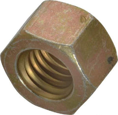Value Collection - 7/16-14 UNC Steel Right Hand Hex Nut - 11/16" Across Flats, 3/8" High, Zinc Yellow Dichromate Cad & Waxed Finish - USA Tool & Supply