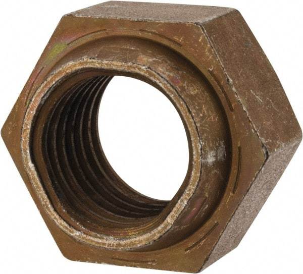 Made in USA - 1-8 UNC Grade L9 Hex Lock Nut with Distorted Thread - 1-1/2" Width Across Flats, Cadmium Dichromate Finish - USA Tool & Supply