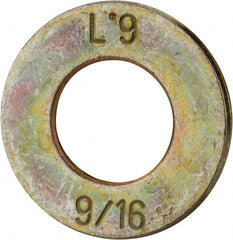 Made in USA - 9/16" Screw, Grade 9 Steel SAE Flat Washer - USA Tool & Supply