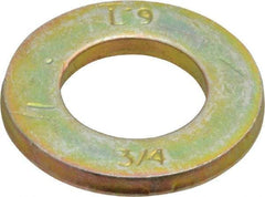 Value Collection - 3/4" Screw, Grade 9 Steel SAE Flat Washer - Zinc Yellow Dichromate Finish - USA Tool & Supply