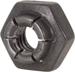 Flex-Loc - 1/4-20 UNC Grade 2 Heavy Hex Lock Nut with Expanding Flex Top - 19/64" High, Uncoated, Meets Military Specifications - USA Tool & Supply