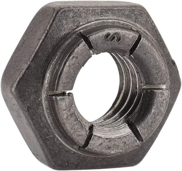 Flex-Loc - 5/16-18 UNC Grade 2 Heavy Hex Lock Nut with Expanding Flex Top - 17/64" High, Uncoated, Meets Military Specifications - USA Tool & Supply