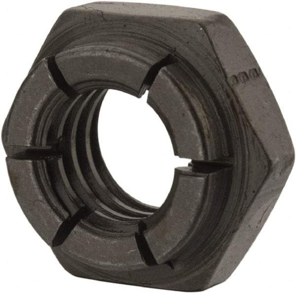 Flex-Loc - 3/8-16 UNC Grade 2 Heavy Hex Lock Nut with Expanding Flex Top - 9/32" High, Uncoated, Meets Military Specifications - USA Tool & Supply