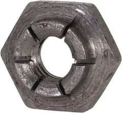 Flex-Loc - 1/4-20 UNC Grade 2 Heavy Hex Lock Nut with Expanding Flex Top - 7/32" High, Uncoated, Meets Military Specifications - USA Tool & Supply