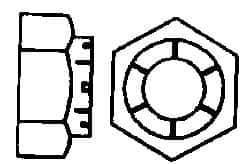 Flex-Loc - 1-8 UNC Grade 2 Hex Lock Nut with Expanding Flex Top - 1-7/16" Width Across Flats, Cadmium-Plated Finish, Meets Military Specifications - USA Tool & Supply