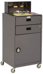 Durham - 2 Drawer, 1 Door Mobile Shop Desk - 23" Wide x 20" Deep x 48" High, Gray - USA Tool & Supply
