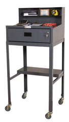 Durham - 1 Drawer Mobile Shop Desk - 23" Wide x 20" Deep x 47-3/4" High, Gray - USA Tool & Supply