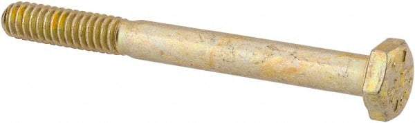 Value Collection - 1/4-20 UNC, 2-1/2" Length Under Head Hex Head Cap Screw - Partially Threaded, Grade 8 Alloy Steel, Zinc-Plated Finish, 7/16" Hex - USA Tool & Supply