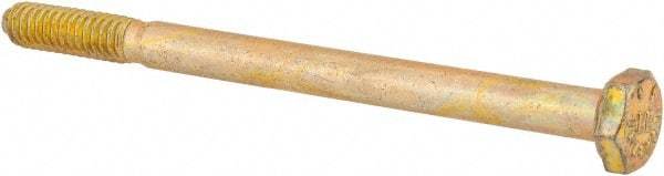 Value Collection - 1/4-20 UNC, 3-1/2" Length Under Head Hex Head Cap Screw - Partially Threaded, Grade 8 Alloy Steel, Zinc-Plated Finish, 7/16" Hex - USA Tool & Supply