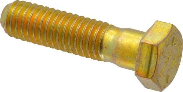 Value Collection - 3/8-16 UNC, 1-1/2" Length Under Head Hex Head Cap Screw - Partially Threaded, Grade 8 Alloy Steel, Zinc-Plated Finish, 9/16" Hex - USA Tool & Supply