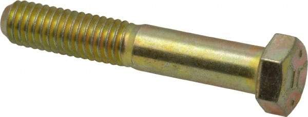 Value Collection - 3/8-16 UNC, 2-1/4" Length Under Head Hex Head Cap Screw - Partially Threaded, Grade 8 Alloy Steel, Zinc-Plated Finish, 9/16" Hex - USA Tool & Supply